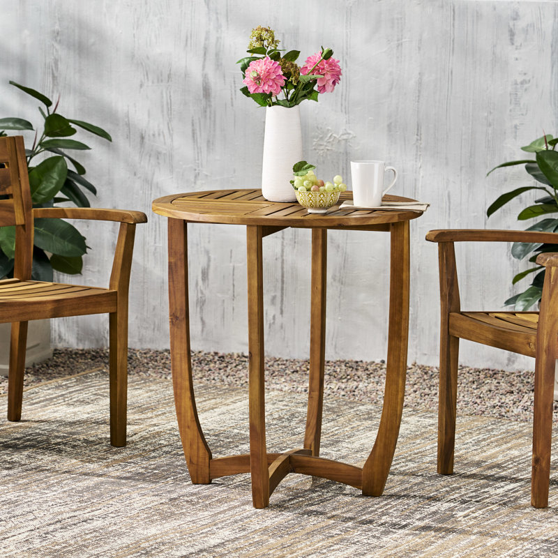 Table d'extérieur en bois 27,5 po - Design rustique avec fabrication de lattes et panneaux de bistro