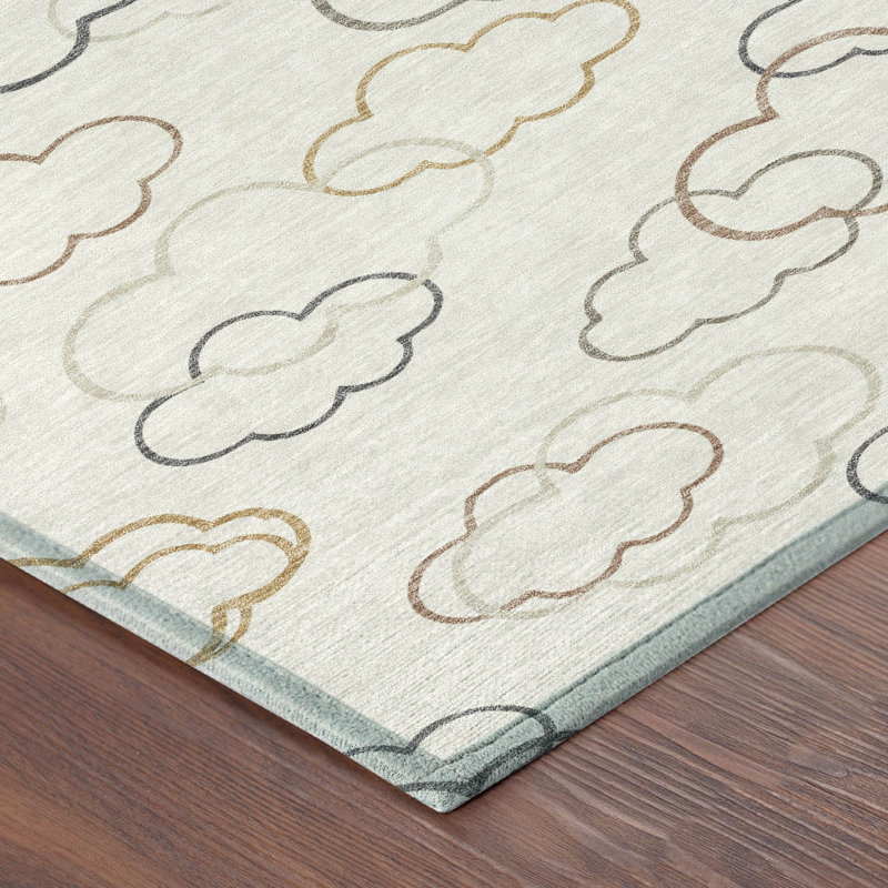 Machine Washable Indoor/Outdoor Chantille ACN2508 Kids Rug, Linen, Rectangle 9' x 12'