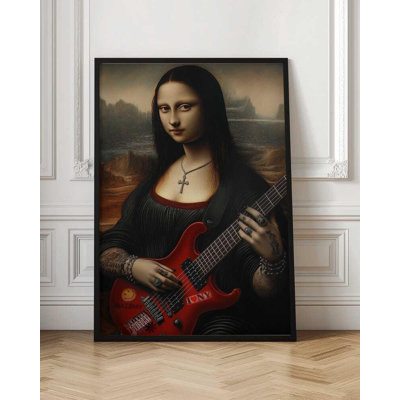 Rockstar Mona Lisa Art Print – Modern Punk Guitar Poster
