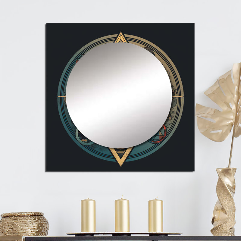 Glogau - Miroir géométrique carré moderne pour décoration murale, 29 po x 29 po