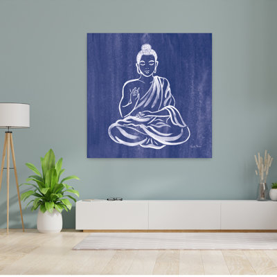Bouddha contemporain avec art bleu asiatique