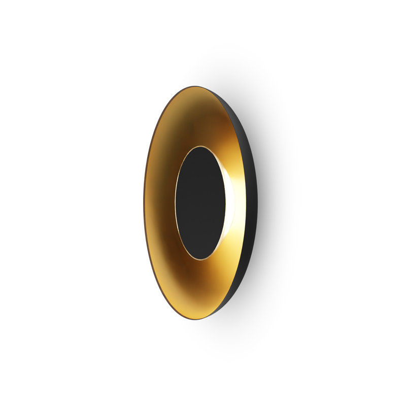 Ramen LED Flush Mounted Sconce, 3.5" H x 24" W x 24" D, Matte Black/Gold