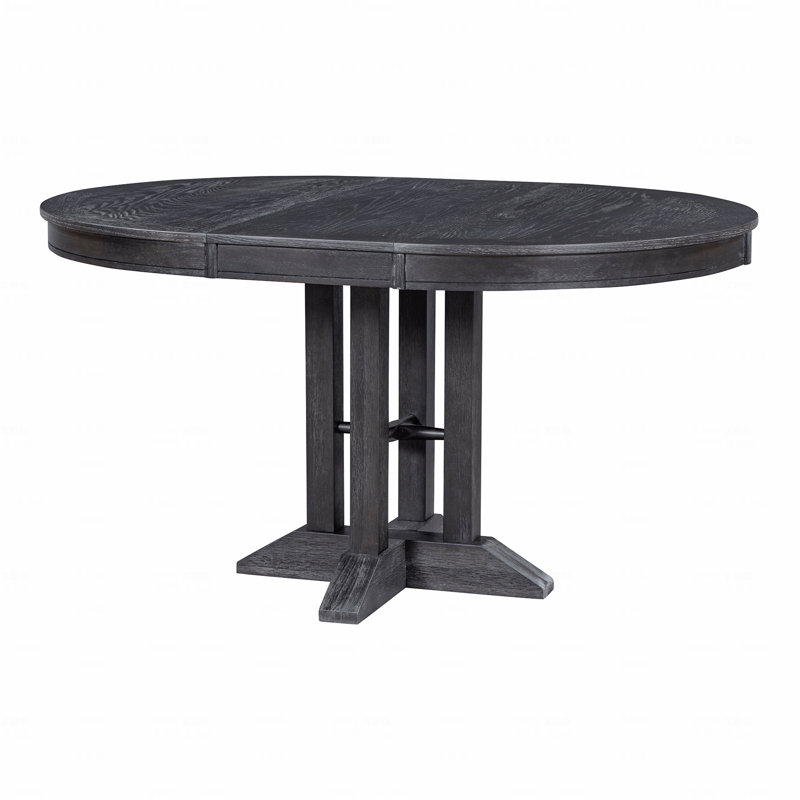 Farmhouse Extendable Dining Table Round Dining Table, Black
