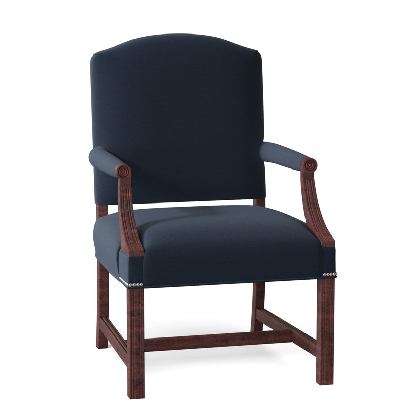 Fauteuil de 24,5 po de large Phillips, Polyester indigo 8789, Nickel noir, Espresso