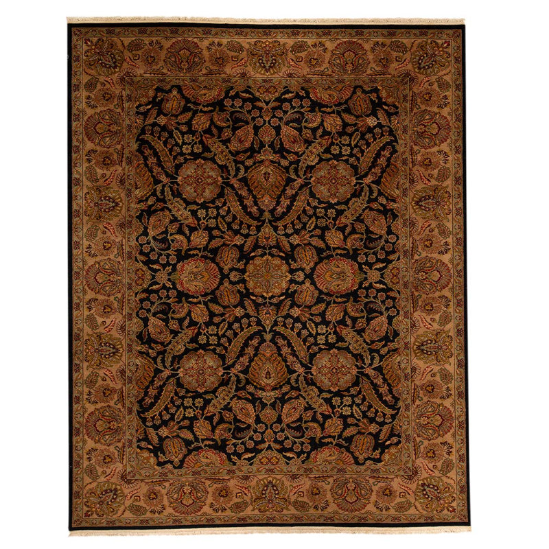 Tapis brun / rouge / noir noué à la main de haute qualité