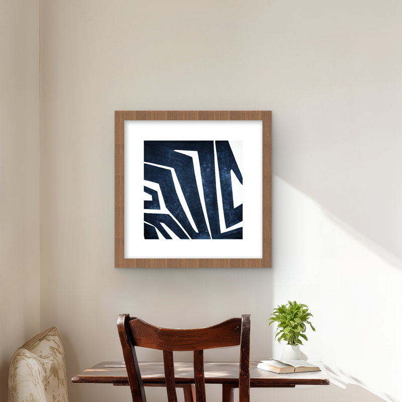 Blue Labyrinth - Modern Man Cave Framed Matted Print Decor