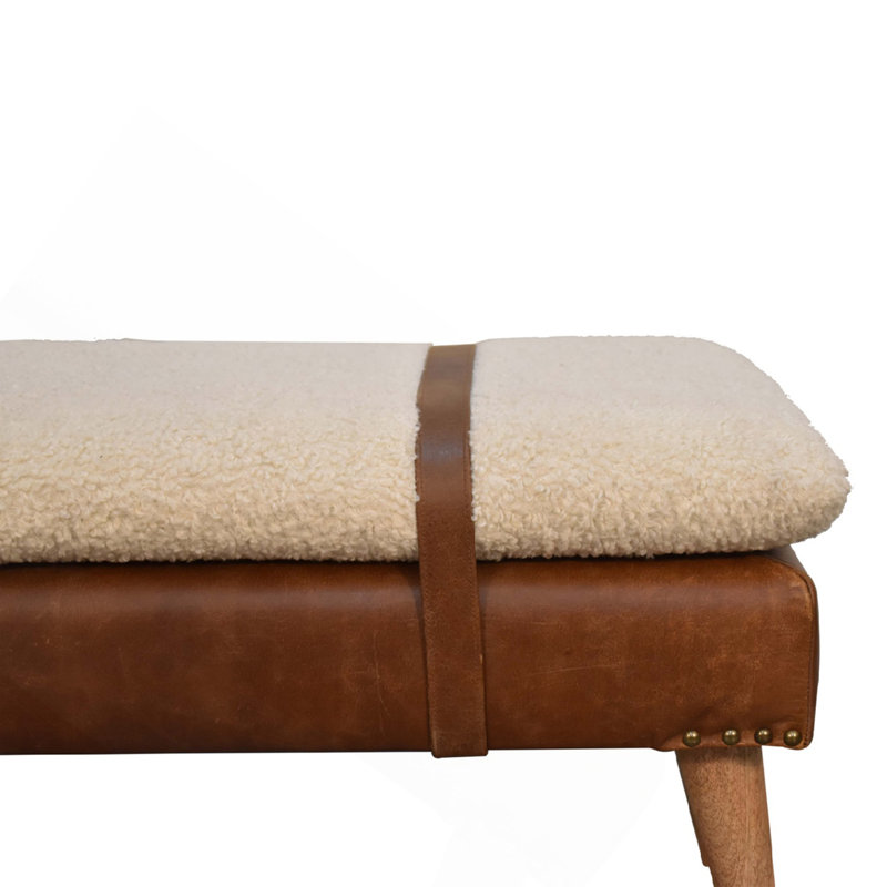 Banc en cuir Boucle Buffalo Hide, châtaignier