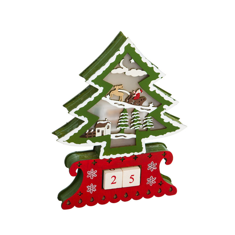 Décoration murale/table d’arbre à rebours de fêtes haut de forme del en bois