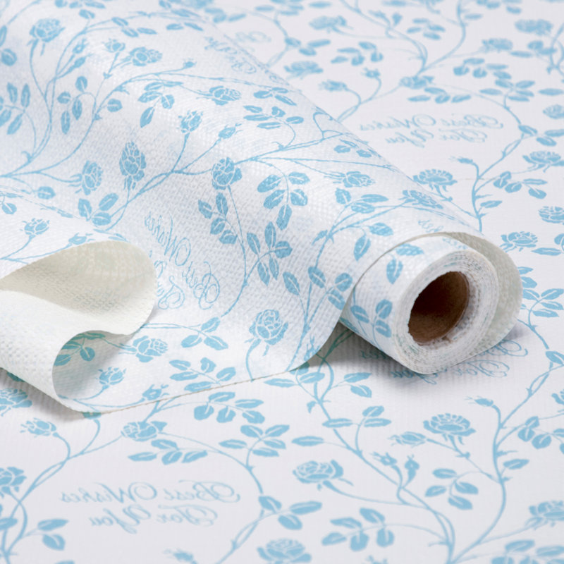 Revêtement pour tiroirs et étagères d'armoires de cuisine, antidérapant, imperméable et sans adhésif, 30,5 cm x 3 m, motif floral bleu glycine, idéal pour réfrigérateur, commode et salle de bain.