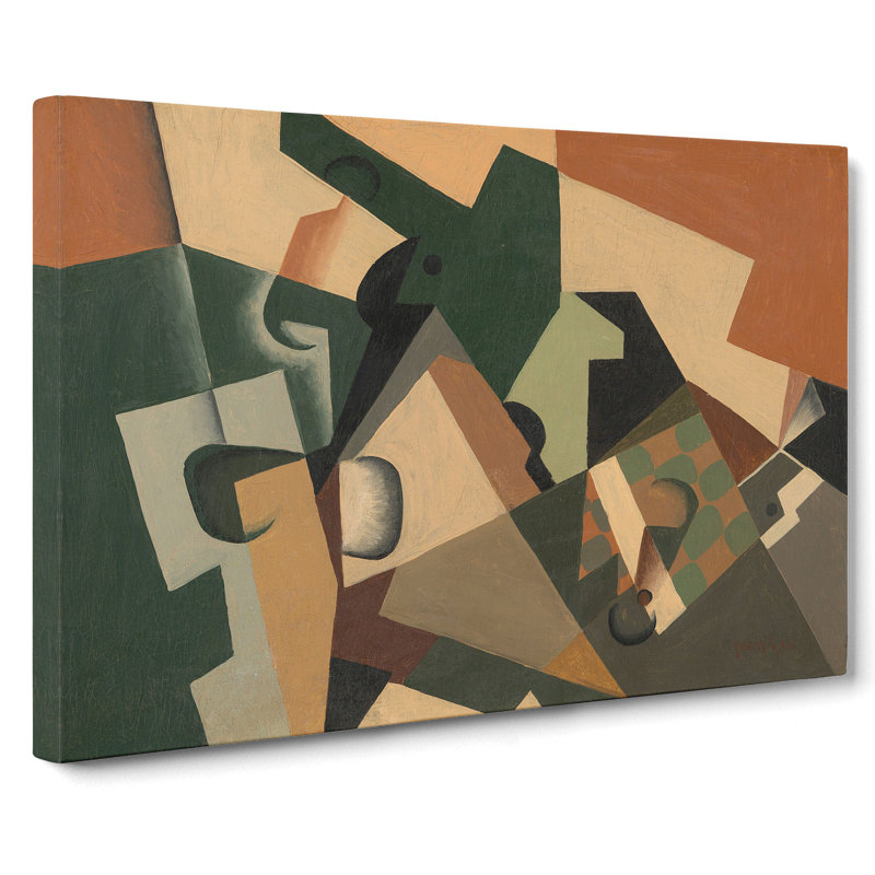 Glass And Checkerboard by Juan Gris - Wrapped Canvas Painting, 35cm H x 50cm W x 3cm D