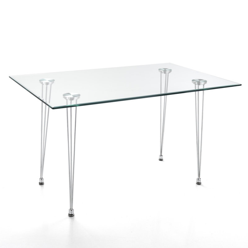 Zaiden Glass Top Metal Base Writing Desk