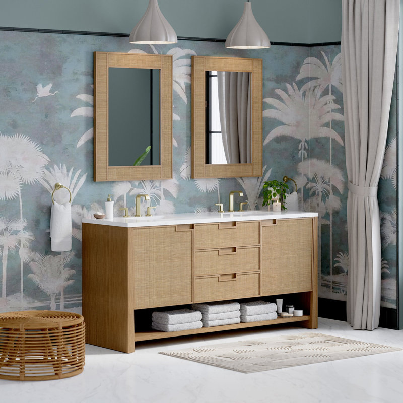 Solene 72'' W Double Vanity, White Zeus Quartz, 8" Centers