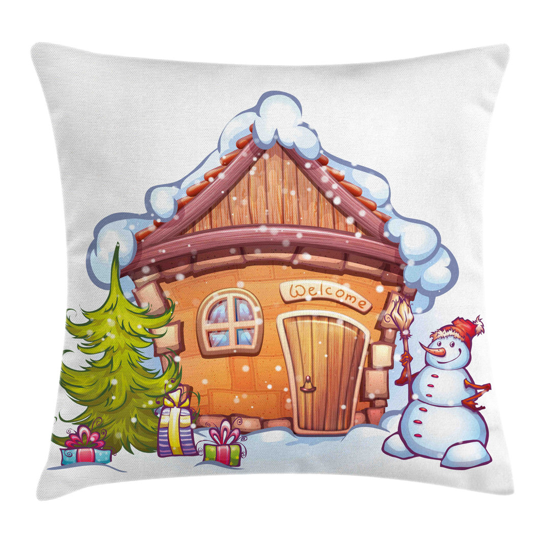 Kissenbezug, Karikatur-Haus, Weihnachten, Caramel Grün Weiß