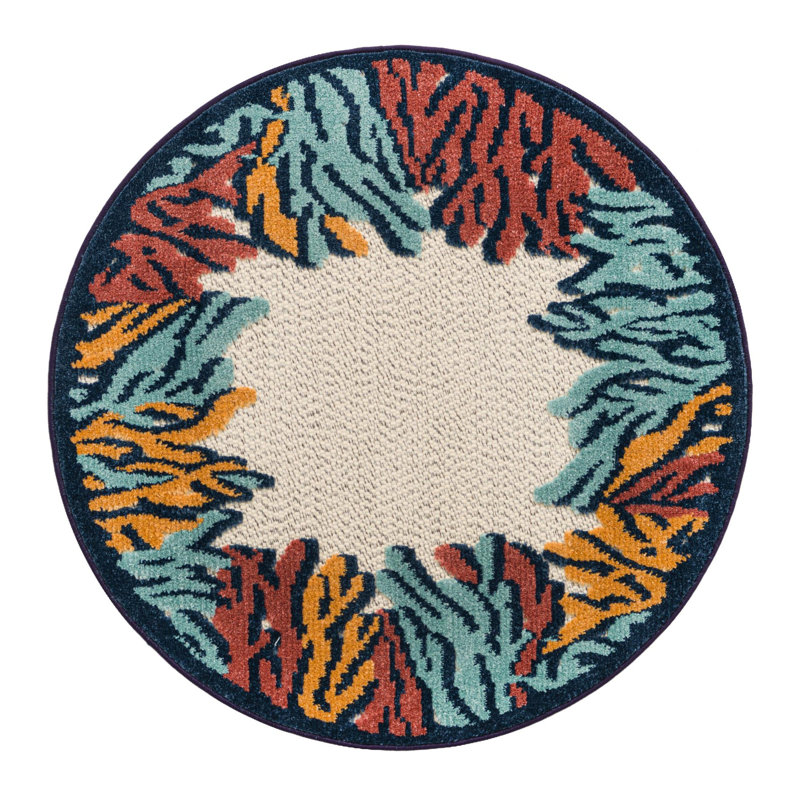 Millville Indoor/Outdoor Rug Multi, Round 5'3"