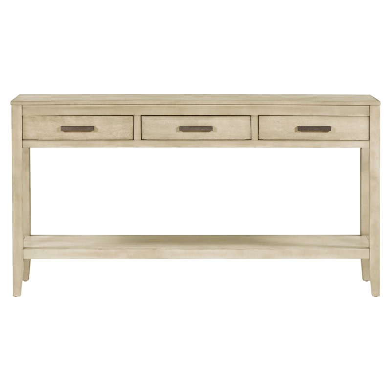 U_STYLE Table d'entrée de style campagnard 59,1 po avec 3 tiroirs (table basse incluse), Gris