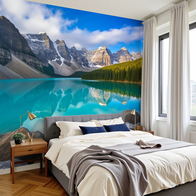 Paysage, papier peint auto-adhésif Mountain Reflets, L 144 po x l 100 po