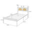 Structure de lit simple moderne avec DEL, rangement et charge, blanc laiteux