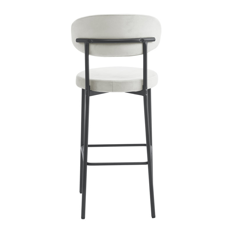 Upholstered Counter Stool with Metal Frame, Cream