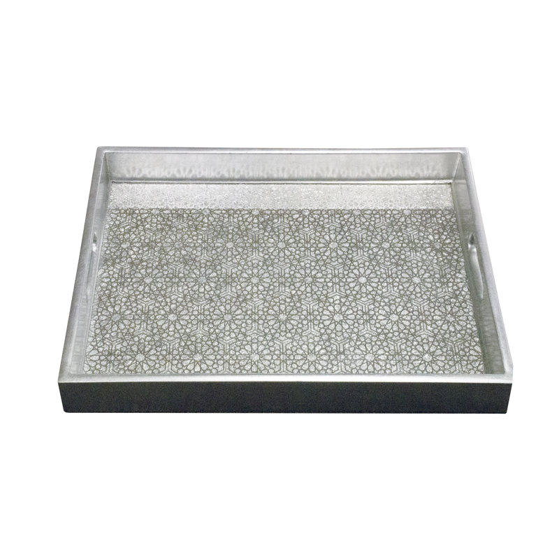 Sparkle Escape Glass Mirror Tray, Silver