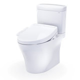 TOTO® WASHLET®+ Aquia IV® Cube Two-Piece Elongated Dual Flush 1.28 and 0.9 GPF Toilet with S2 Bidet Seat, Cotton White - MW4363346CEMFGN#01