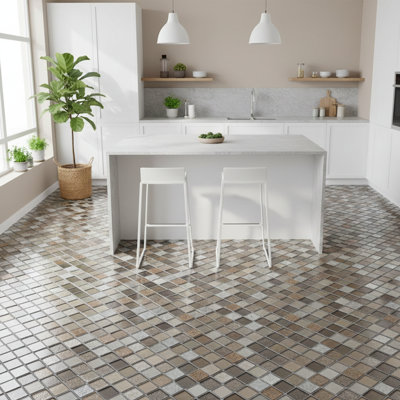 Carreau de mosaïque en pierre naturelle 11 po x 12 po Glacier