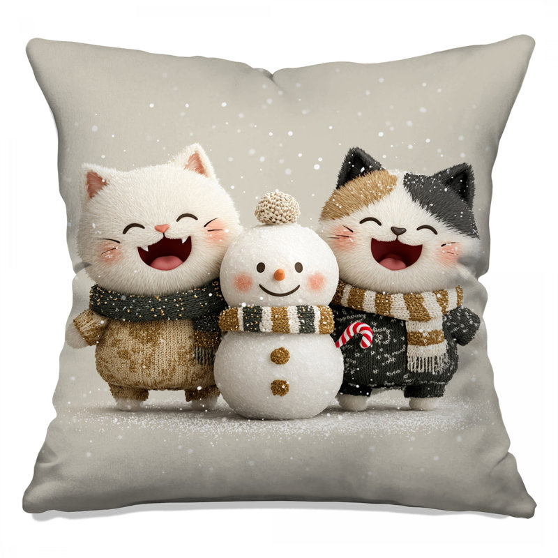 Coussins mignons avec un bonhomme de neige, 26 po x 26 po
