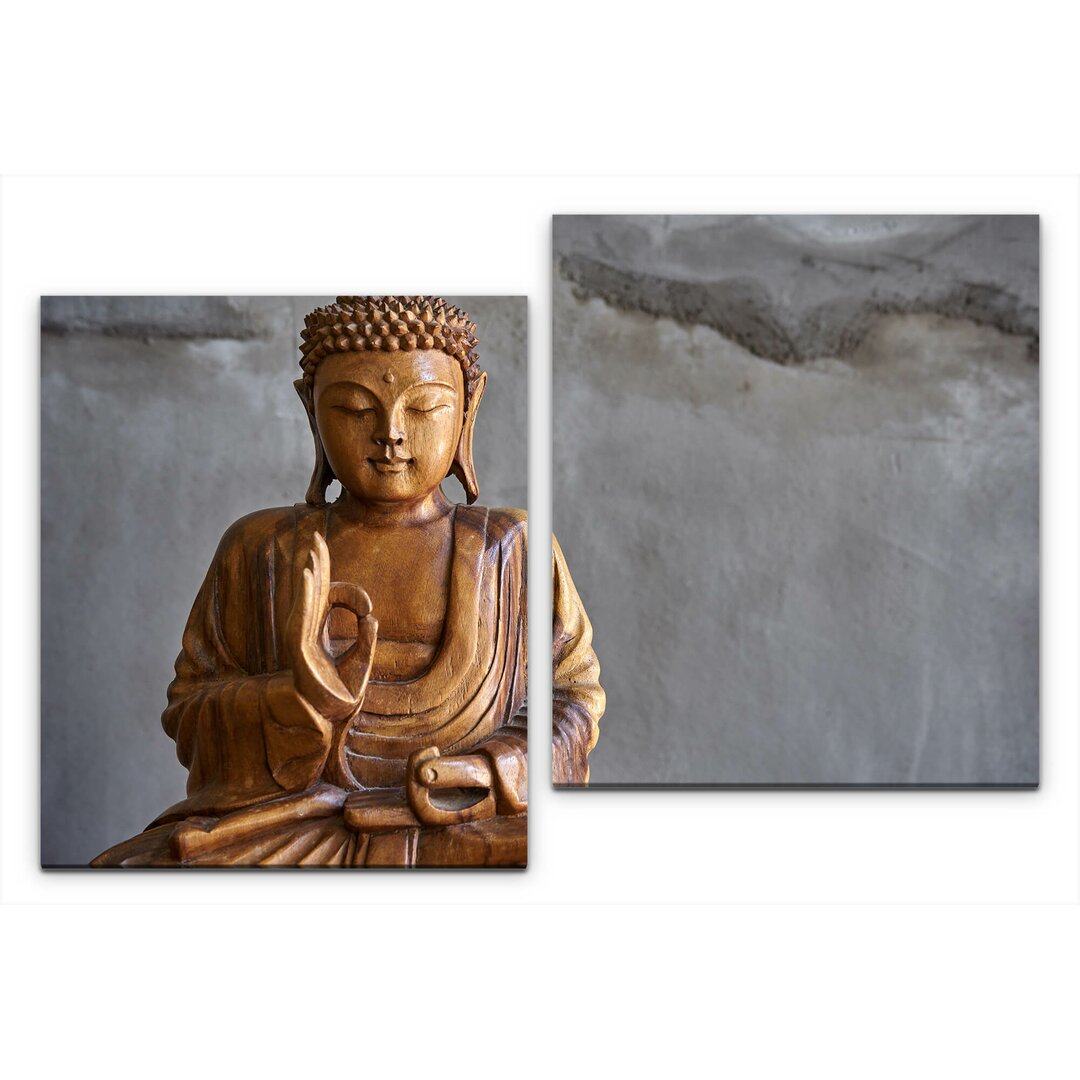 2-tlg. Leinwandbilder-Set Buddhafigur