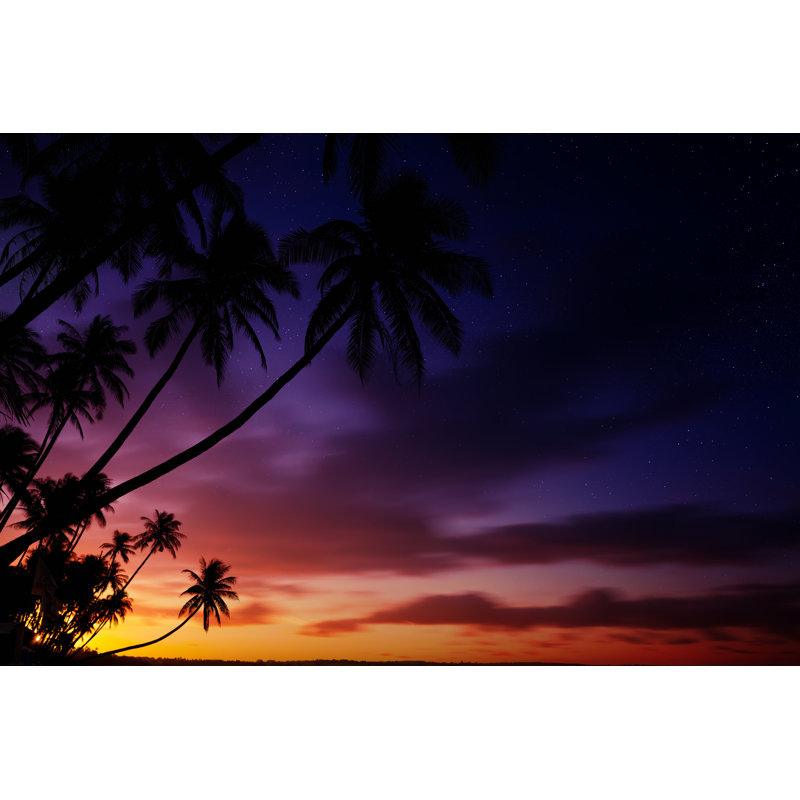 Palm Trees on Sunset 1 Piece Wrapped Canvas Wall Art, 81cm H x 122cm W x 3.8cm D