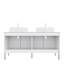 Meuble-lavabo de 60 po, blanc, lavabos rectangulaires en céramique rayés, comptoir blanc, 4 portes, registre à fermeture en douceur, style romantique français, grand espace de rangement, design scandinave, particules de haute qualité