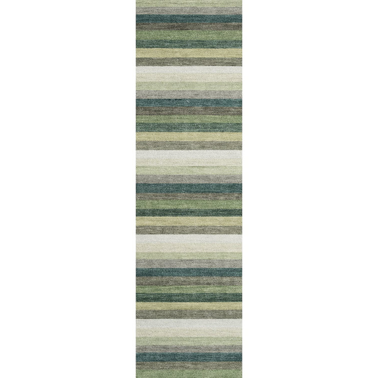 Jazzy Handmade Wool Green/Yellow Rug