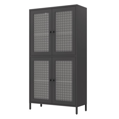 Classic Metal Storage Cabinet Display Cabinet With 4 Glass Doors 4 Shelves Cabinet Freestanding Bookcase Side Cabinet For Home Office Living Room Kitc
