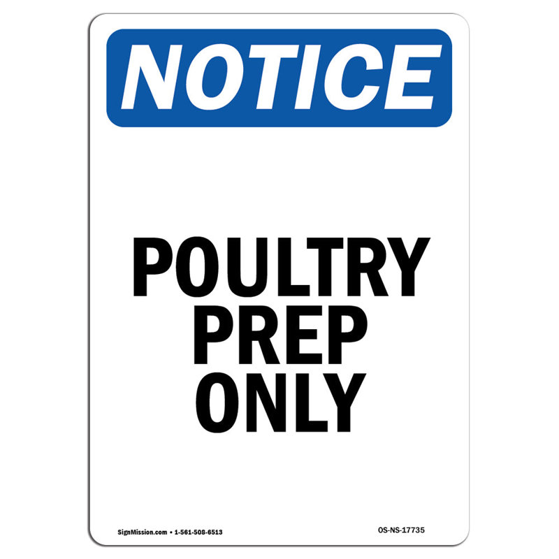 Poultry Prep Only Sign
