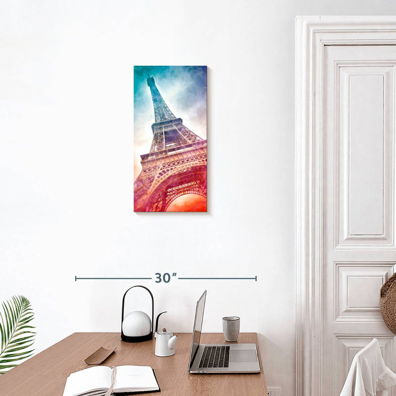 Vibrant Eiffel Tower, 24" H x 12" W
