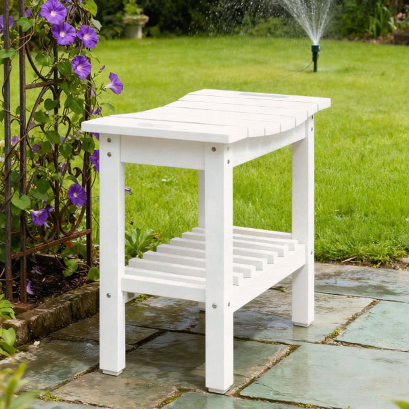 Banc de douche imperméable avec tablette de rangement, Blanc