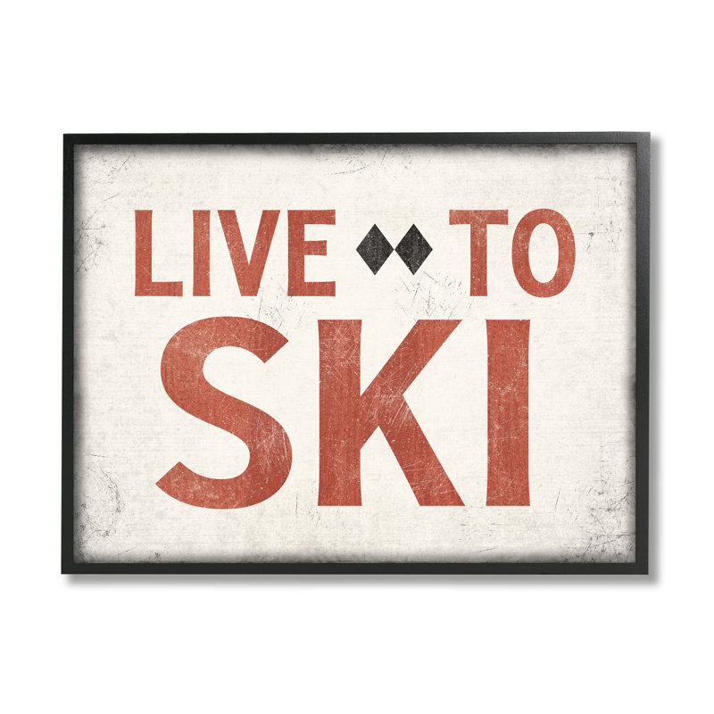"Live to ski phrase", symbole de diamant noir sur toile tendue XXL par JJ Design House LLC, H 24 po x l 30 po x P 1,5 po
