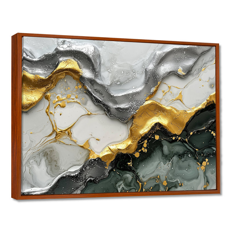 «Tranquil Divide Of Abstract», art sur toile, H 30 po x l 40 po, Cadre flottant, Brun
