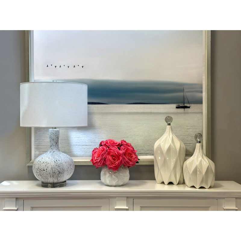 Roses Arranged in a Wavy Glass Vase