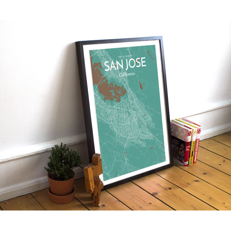 San Jose city map 1 Piece Wall Art, 43.2cm H x 27.9cm W x 0.13cm D