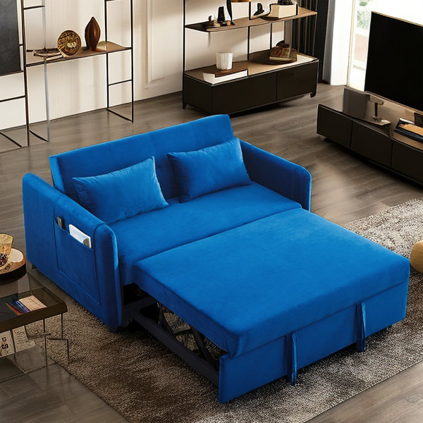 Latitude Run® Minetta 54'' Velvet Convertible Sofa Bed | Wayfair
