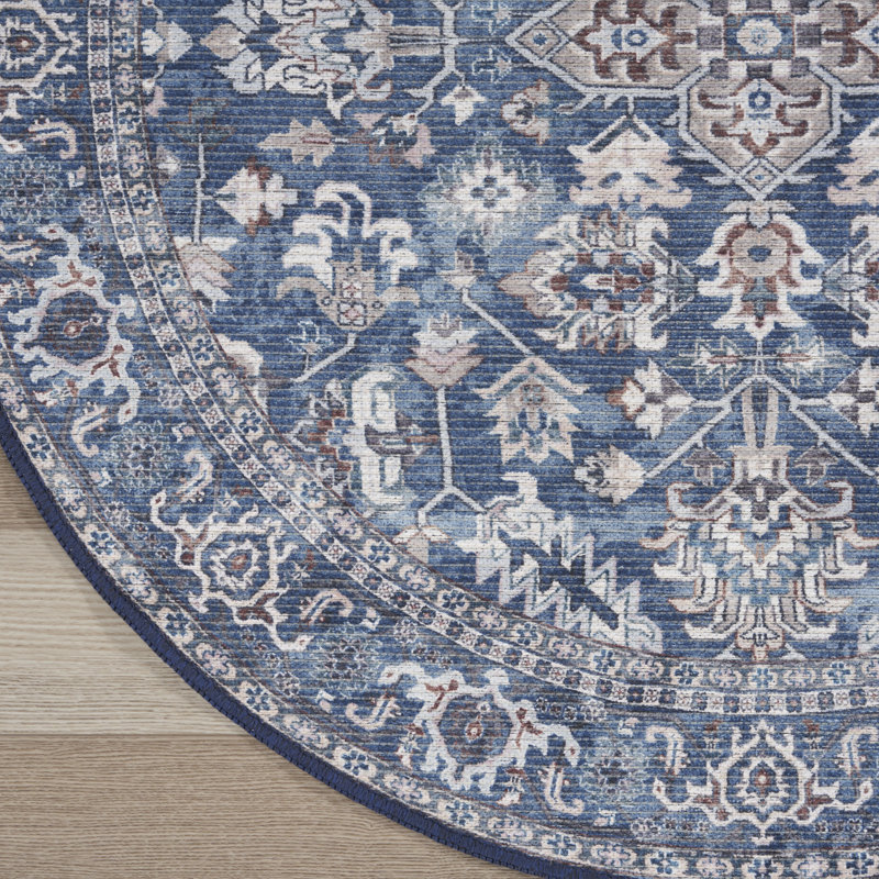 Washable Oriental Rug, Round 4'