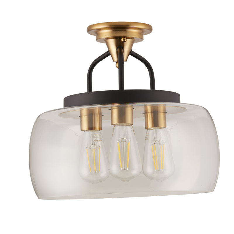 Plafonnier cylindrique semi-encastré à 3 lumières 13,5 po Baggarly