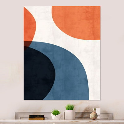Bleu et orange motif minimaliste bohème 1 - art mural minimaliste en métal