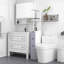 Rangement de salle de bain de 54 po de hauteur - Organisateur de plancher étroit, tablette blanche à 2 niveaux et tiroirs pour armoire de toilette compacte