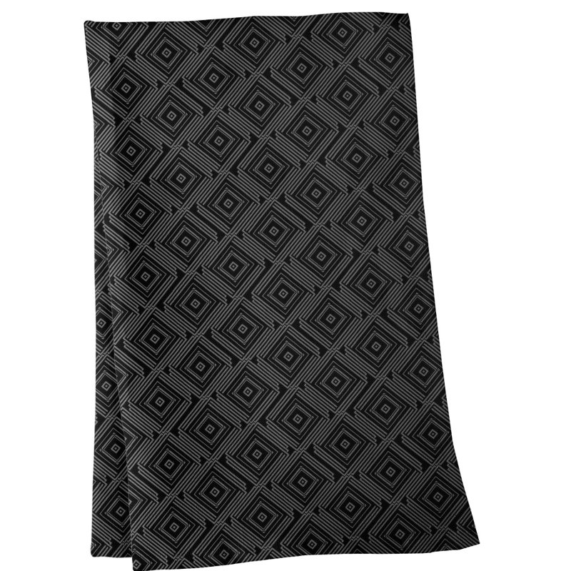 Serviette de thé à labyrinthe carré, Sergé de coton, Noir