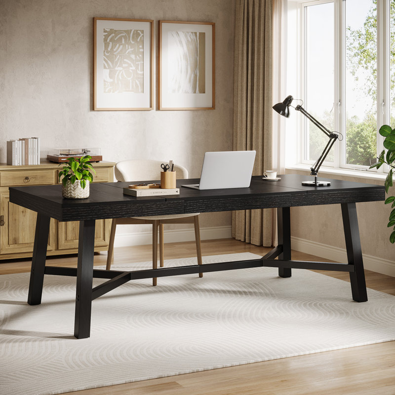 Bureau rectangulaire 71 po, grand bureau d'ordinateur de direction, Black