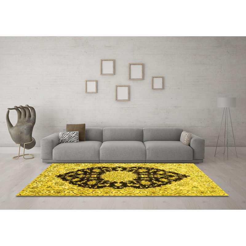Tapis traditionnels jaunes 1178, Rond 8 pi