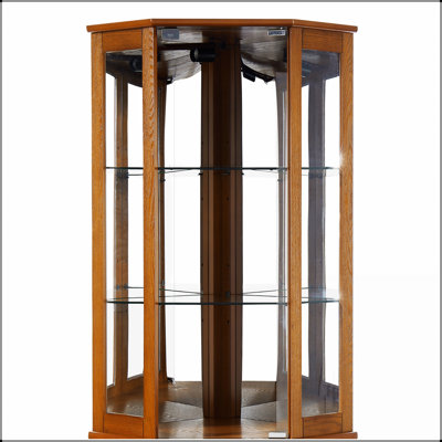 Vitrine de coin à 6 tablettes avec lumières, miroirs et tablettes réglables pour une décoration intérieure élégante