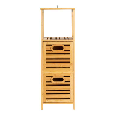 DarcyBamboo 3-Tier Slatted Shelf with Crates, Natural