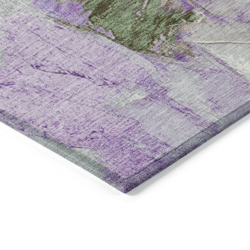 Machine Washable Indoor/Outdoor Xhevrie Purple Rug, Rectangle 5' x 7'6"