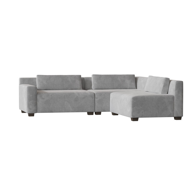 Alisa 3 - Piece Chaise Sectional with Ottoman, Brown Mahogany, Bella Black Performance Velvet